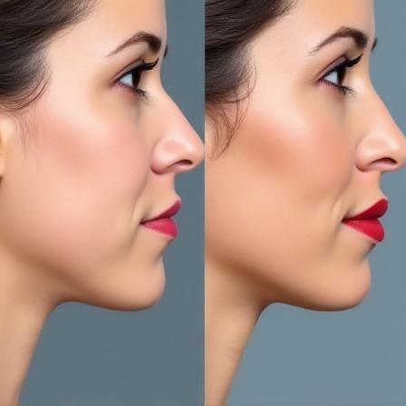 After: Sculpted jawline after contouring